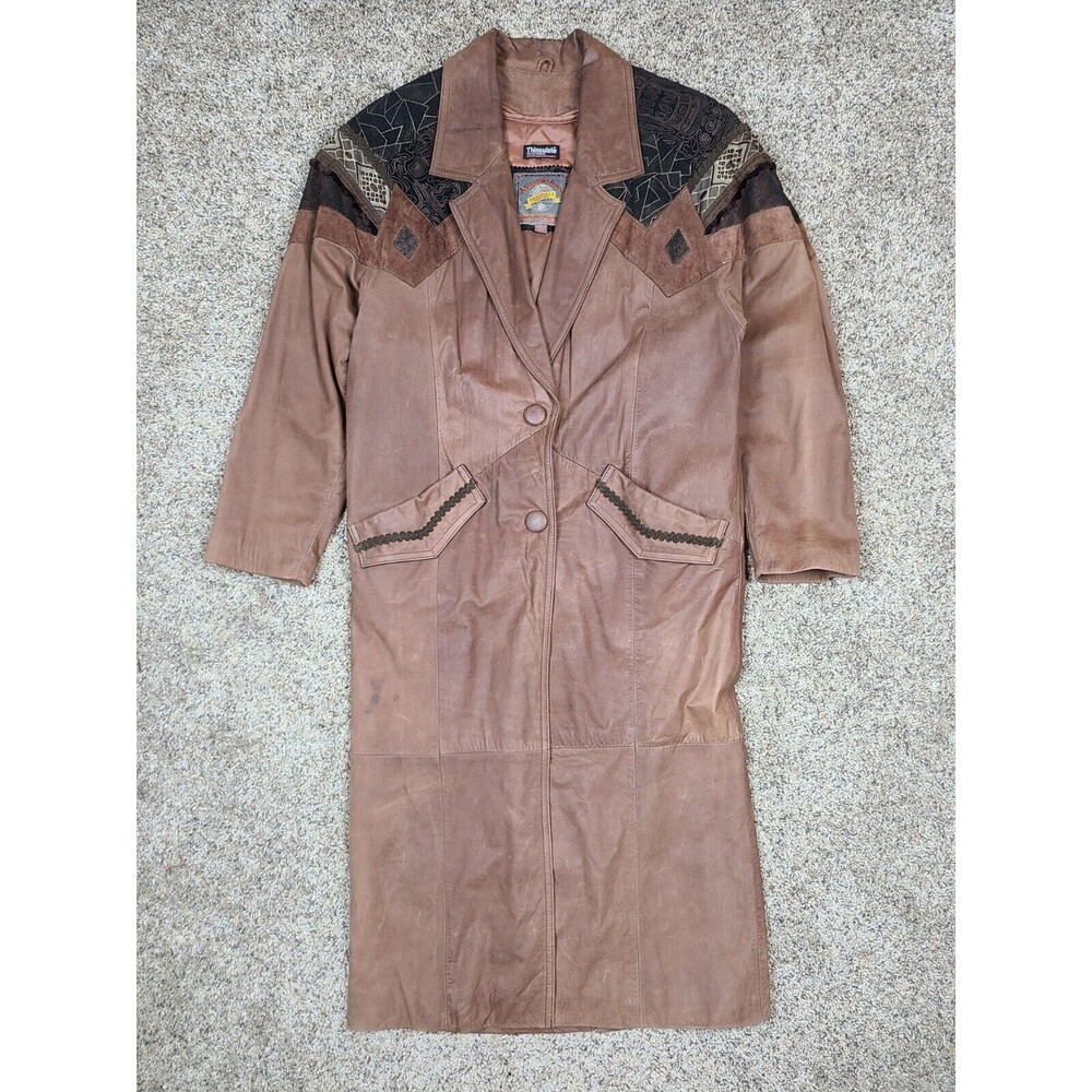 Vintage Wilsons Leather Trench Coat Thinsulate Womens P Western Long